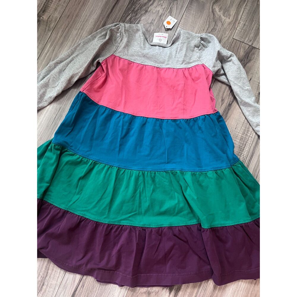 Hanna Andersson Color Block Long Sleeve Dress Girls 6-7 120